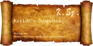 Kollár Szabolcs névjegykártya